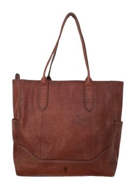 Like New Frye N/S North South Cognac Leather Zip Top Tote Bag Purse 34DB687
